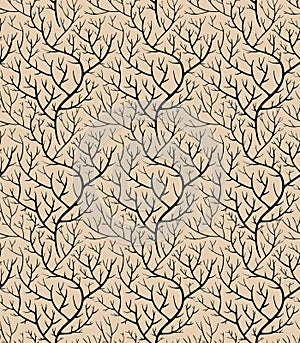 Bare branches, leafless twigs weaving seamless pattern vector photo