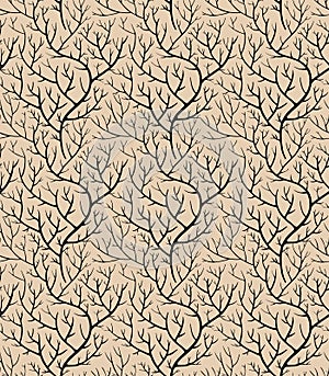 Bare branches, leafless twigs weaving seamless pattern vector