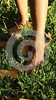 Bare feet grass