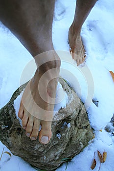 Bare Feet In Snow