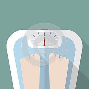 Bare feet on weight scale