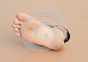 Bare sole of right foot