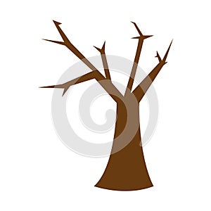 Bare spooky tree trunk. Vector
