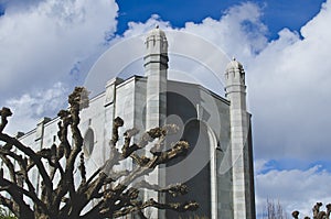 The bare temple grounds park area.