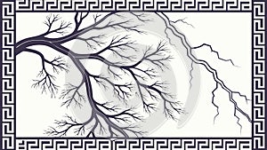 Bare Tree Branch Frame Border Illustration, vector design Generative AI