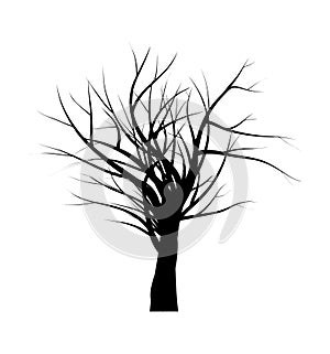 Bare tree branch silhouette vector symbol icon design. Beautiful illustration isolated on white background
