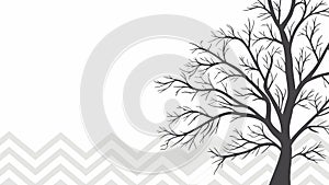 Bare Tree with Chevron Background Sketch Vector, vector design Generative AI