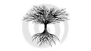 Bare Tree Silhouette, Winter Nature Landscape, vector design Generative AI
