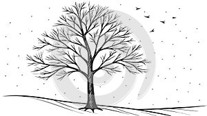 Bare Winter Tree, Symbolizing Dormancy and Resilience, vector design Generative AI