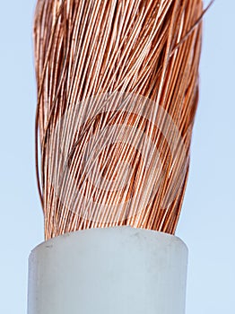 Bare wires copper wire closeup