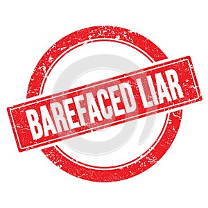BAREFACED LIAR text on red grungy round stamp photo
