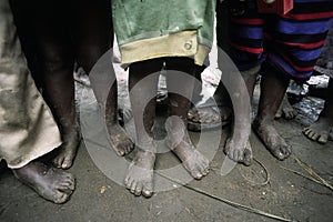 Barefoot african children