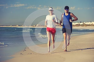 Barefoot beach run