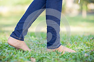 Barefoot on the grass