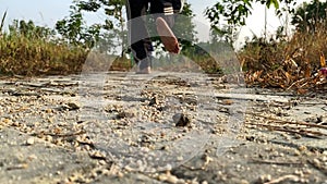 Barefoot Injury, sport Risk, running on sandy, gravel ground road