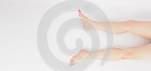 Barefoot and legs of Asian Male is isolated on white background