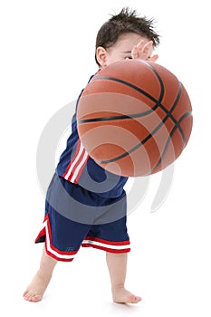 Barefoot Little Basketball Player