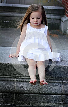 Barefooted Toddler in White