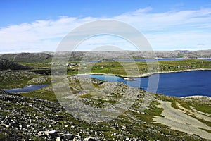 The Barents Sea and Mehamn, Nordkinn peninsula, Finnmark County, Norway