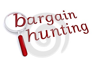 Bargain hunting with magnifiying glass