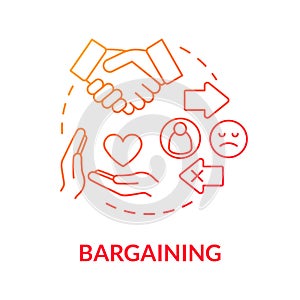 Bargaining red gradient concept icon