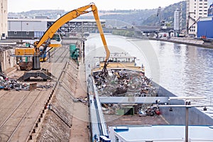 Barge being loaded or offloaded