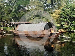 Barge in canal and river