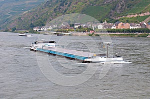 Barge with cargo on the river