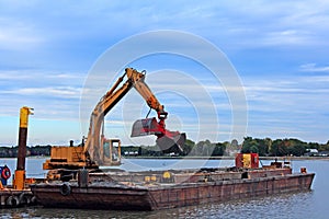 Barge Dredging Harbor photo