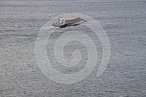 Barge floating on the Dnieper river