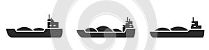 Barge icon set. river cargo vessel and water transportation symbols. isolated vector images