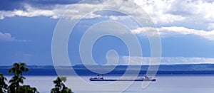 Barge on its journey on Lake Michigan