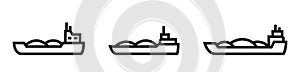 Barge line icon set. river cargo vessel symbols. isolated vector images