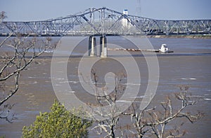 A barge in the Mississippi River in Vicksburg, Mississippi