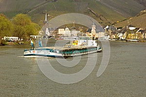 Barge on the Mosel in Bernkastel-Kues in Germany