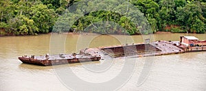 Barge in Panama Canal