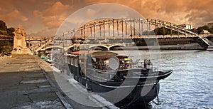 Barge on paris wharf