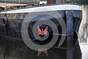 Barge with red anchor