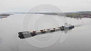 Barge river aerial