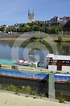Barge on river at Angers in France