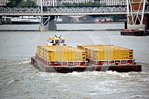 Barge on Thames River