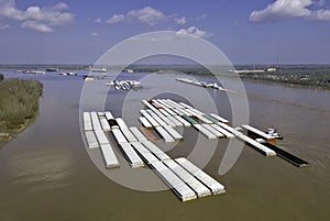 Barge tows on Mississippi River photo