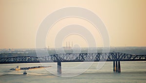 Barge traveling down the Mississippi River