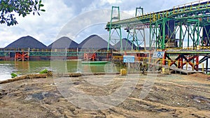 Barge tugboat shipping port jetty coal