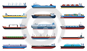 Barge vector cartoon set icon. Vector illustration cargo ship on white background. Cartoon set icon barge . photo