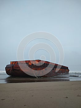 The barge washed ashore