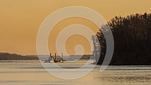 Barges on the Mississippi River near Winfield, Missouri