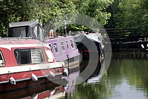 Barges moored on a canal