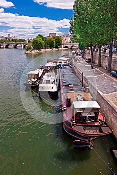 Barges on the river Seine