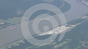 Barges seen from high altitude